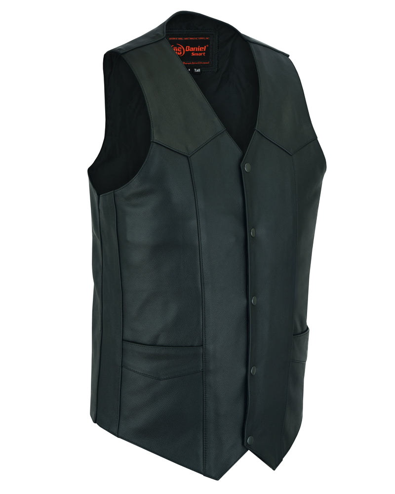 DS162TALL Men's Tall Classic Biker Leather Vest  Thunderbird Speed Shop