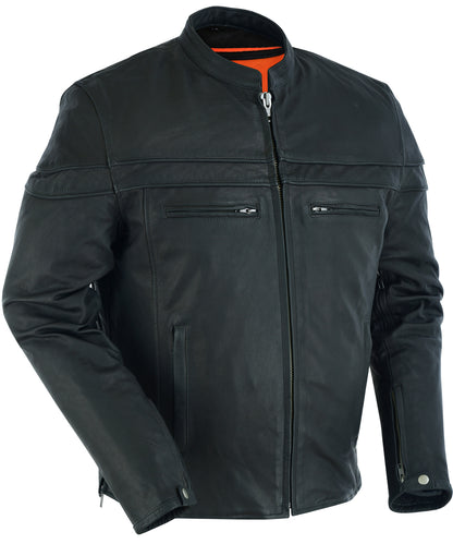 DS768 Men's Sporty Lightweight Leather Cross Over Jacket  Thunderbird Speed Shop