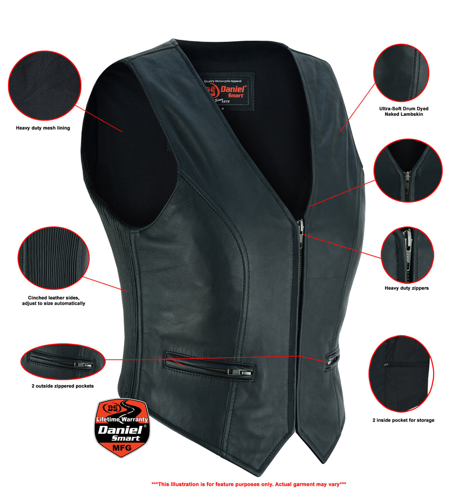 DS238 Women's Stylish Lightweight Zipper Front Vest  Thunderbird Speed Shop