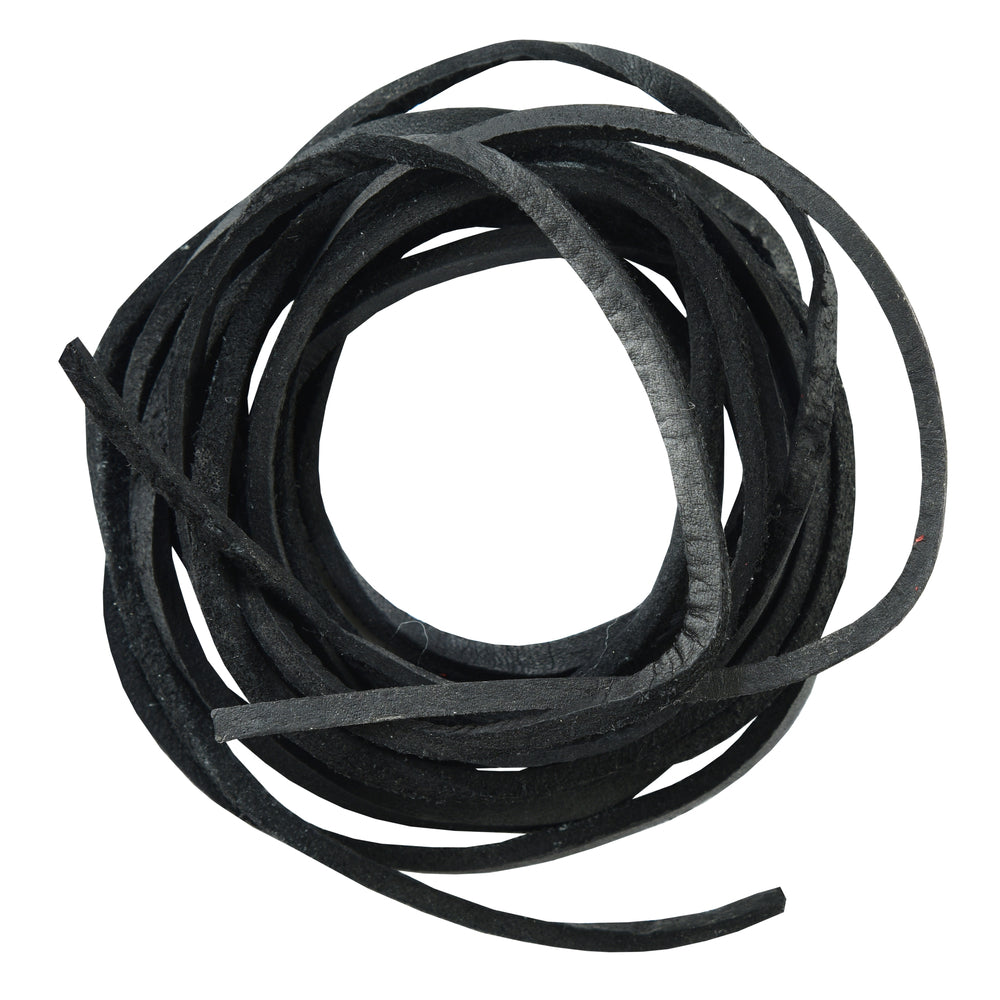 SLBLACK 6' Feet Leather Laces - Black  Thunderbird Speed Shop