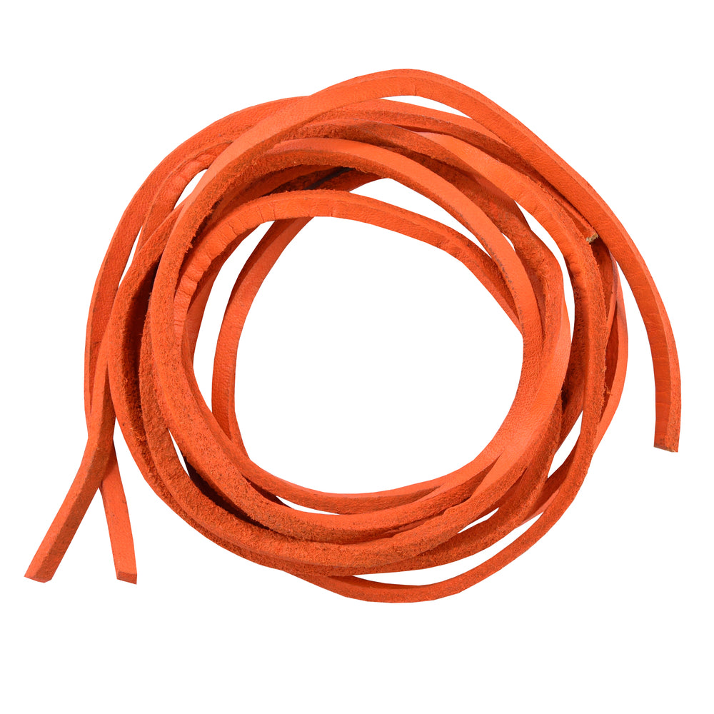 SLORANGE 6' Feet Leather Laces - Orange  Thunderbird Speed Shop