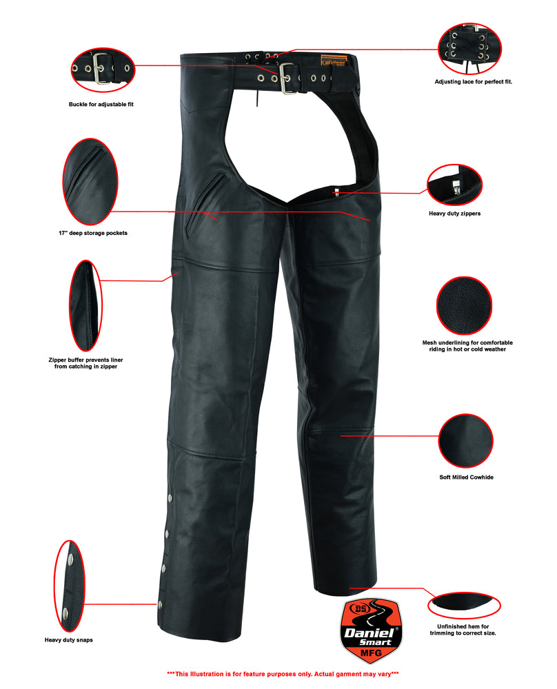 DS410 Dual Deep Pocket Unisex Chaps  Thunderbird Speed Shop