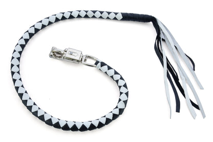 GBW204 Leather Biker Whip-White/Black  Thunderbird Speed Shop