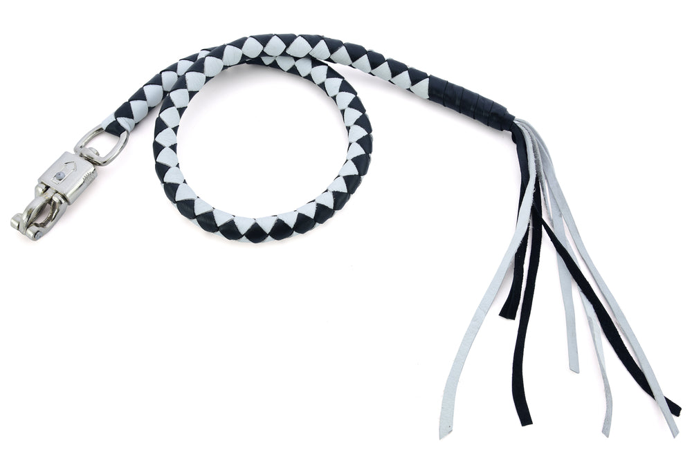 GBW204 Leather Biker Whip-White/Black  Thunderbird Speed Shop