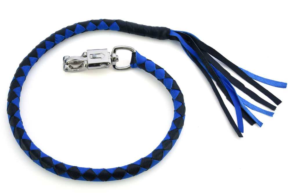 GBW205 Leather Biker Whip-Blue/Black  Thunderbird Speed Shop