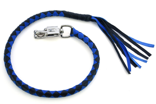 GBW205 Leather Biker Whip-Blue/Black  Thunderbird Speed Shop