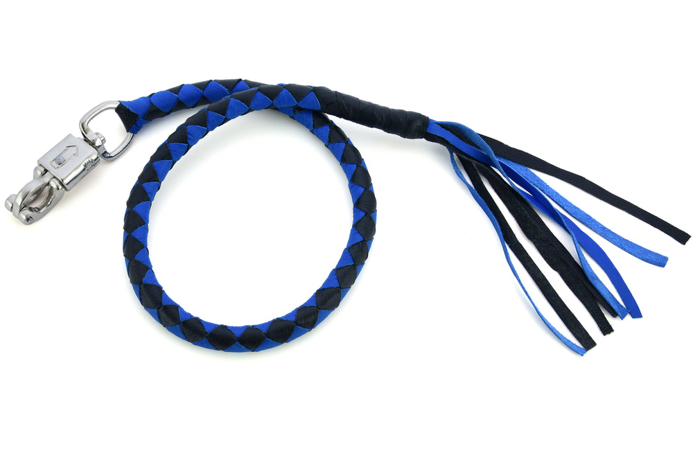 GBW205 Leather Biker Whip-Blue/Black  Thunderbird Speed Shop