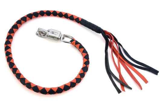 GBW202 Leather Biker Whip-Orange/Black  Thunderbird Speed Shop