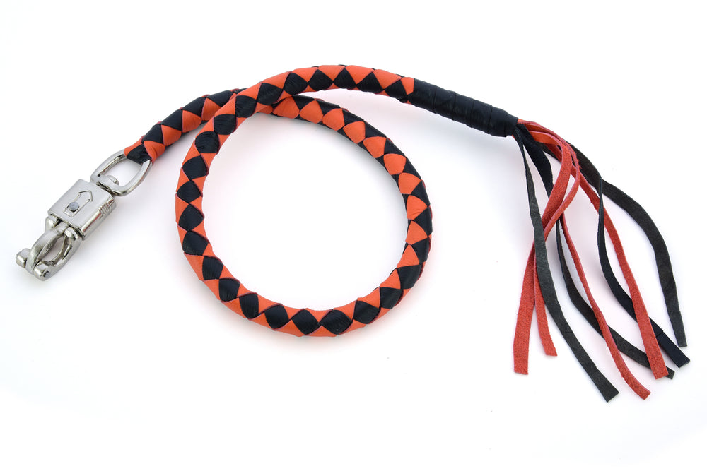 GBW202 Leather Biker Whip-Orange/Black  Thunderbird Speed Shop