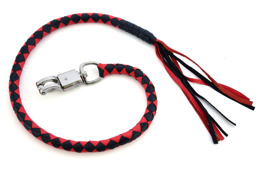 GBW203 Leather Biker Whip-Red/Black  Thunderbird Speed Shop