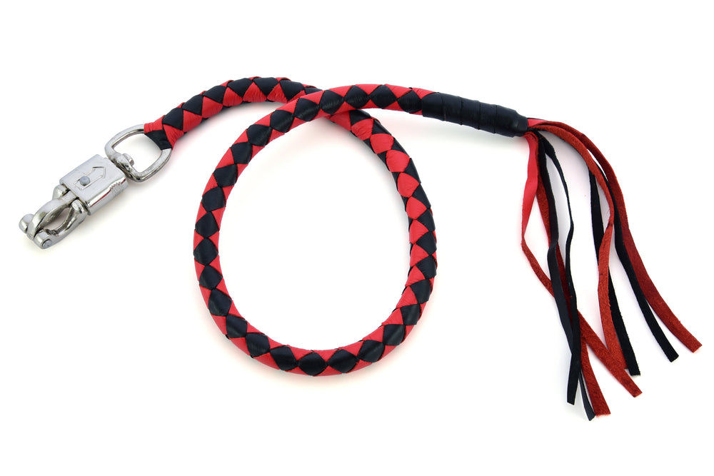 GBW203 Leather Biker Whip-Red/Black  Thunderbird Speed Shop