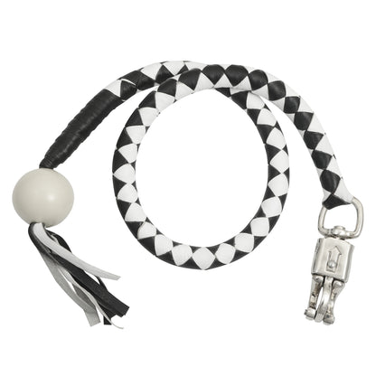 GBW212B Leather Biker Whip-White/black W / White Pool Ball  Thunderbird Speed Shop