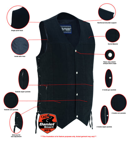 DM914TALL Men's Ten Pocket Denim Utility Vest - TALL  Thunderbird Speed Shop