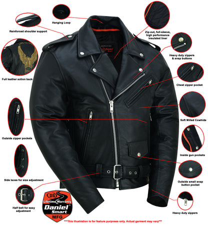 DS759 Men's Eagle Embossed Live To Ride - Ride To Live Classic Black  Thunderbird Speed Shop