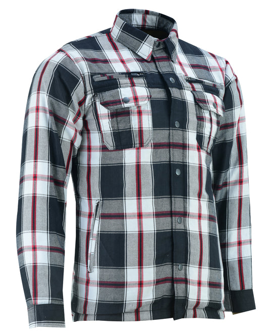 DS4672 Armored Flannel Shirt - Black, White & Red  Thunderbird Speed Shop
