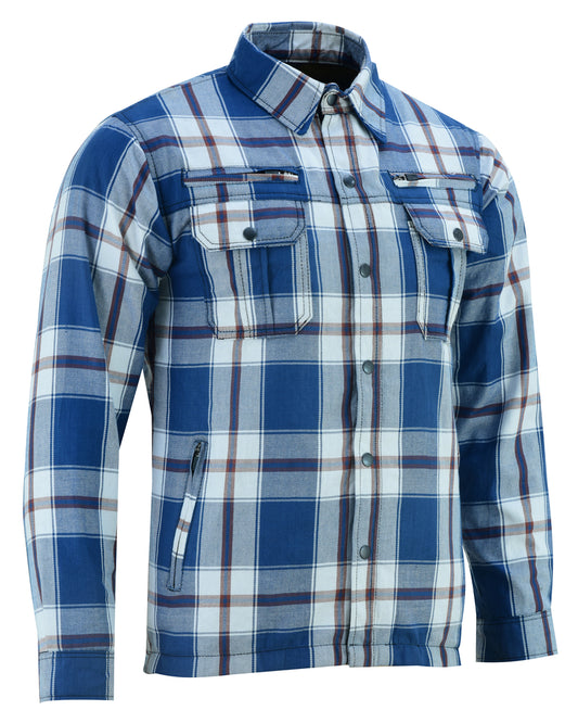 DS4673 Armored Flannel Shirt - Blue, White & Maroon  Thunderbird Speed Shop