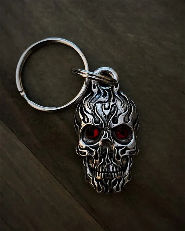 BBK-111 Flame Skull Diamond Keychain  Thunderbird Speed Shop