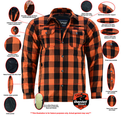 DS4675 Armored Flannel Shirt - Orange  Thunderbird Speed Shop