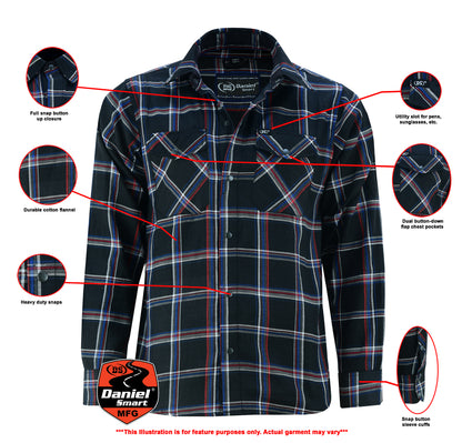 DS4680 Flannel Shirt - Black, Red and Blue  Thunderbird Speed Shop