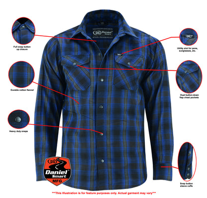 DS4681 Flannel Shirt - Daze Blue and Black  Thunderbird Speed Shop