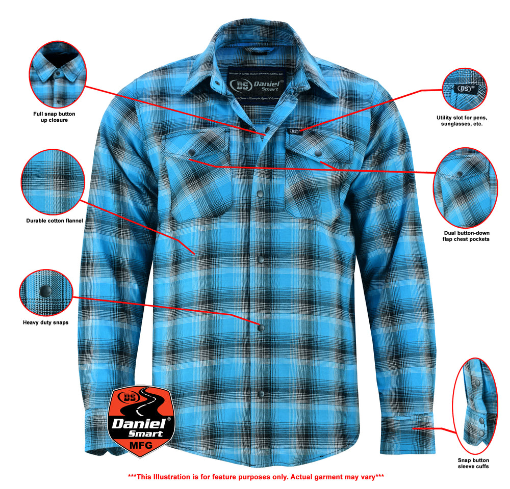 DS4683 Flannel Shirt - Blue and Black Shaded  Thunderbird Speed Shop