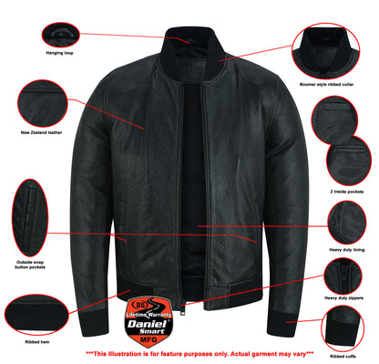 Stalwart Men's Fashion Leather Bomber Jacket  Thunderbird Speed Shop