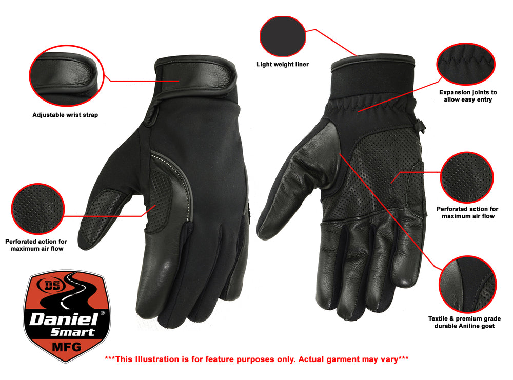 DS33 Leather/ Textile Lightweight Glove  Thunderbird Speed Shop