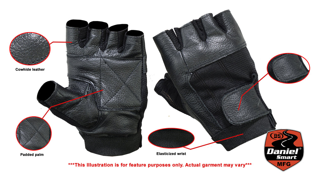 DS12 Leather / Mesh Fingerless Glove  Thunderbird Speed Shop