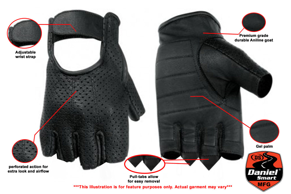 DS14 Perforated Fingerless Glove  Thunderbird Speed Shop