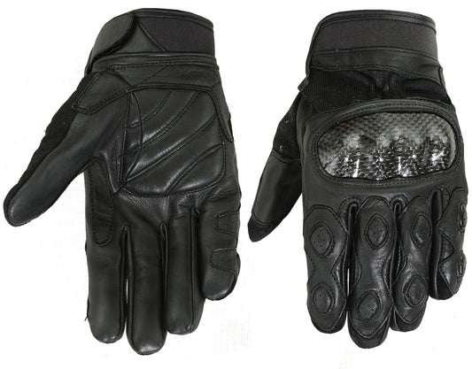 DS55BK Leather/ Textile Sporty Glove  Thunderbird Speed Shop