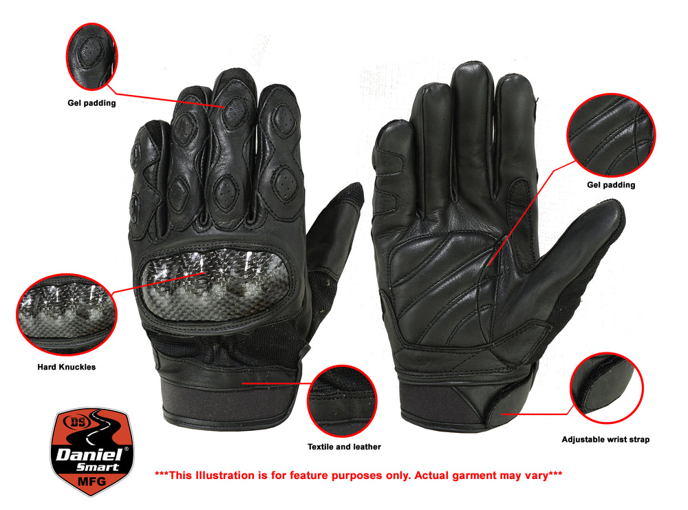 DS55BK Leather/ Textile Sporty Glove  Thunderbird Speed Shop