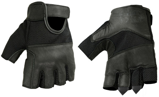 DS17 Leather/ Mesh Fingerless Glove  Thunderbird Speed Shop