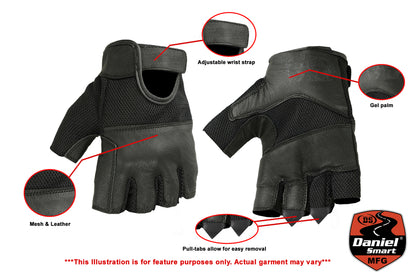 DS17 Leather/ Mesh Fingerless Glove  Thunderbird Speed Shop