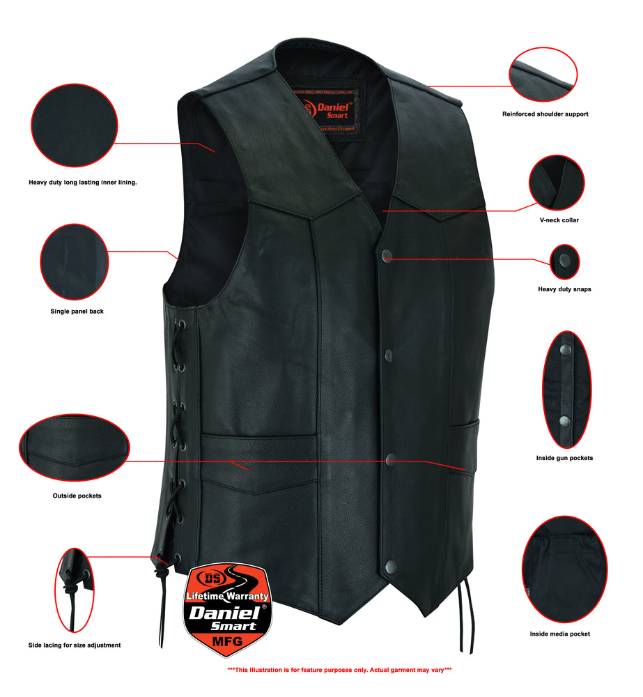 DS111 Traditional Single Back Panel Concealed Carry Vest  Thunderbird Speed Shop