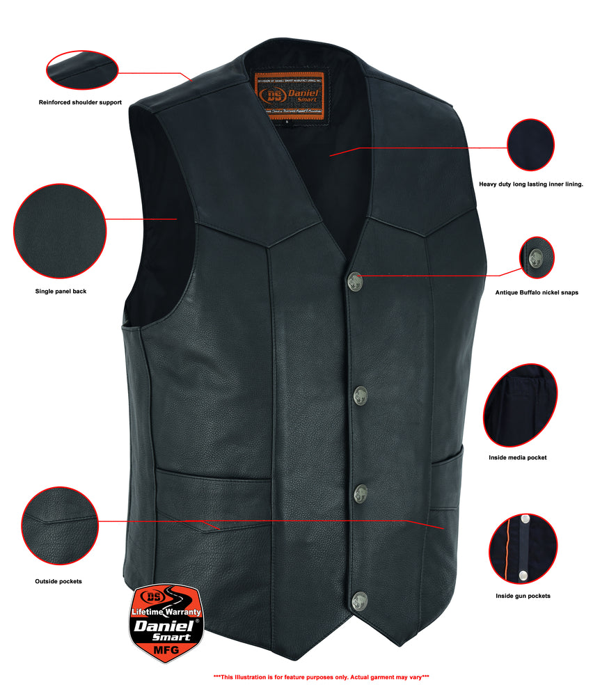 DS115 Men's Single Back Panel Concealed Carry Vest  Thunderbird Speed Shop