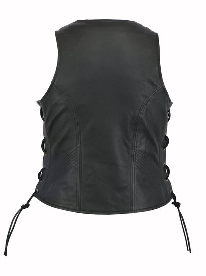 DS245 Women's Stylish Open Neck Side Lace Zipper Front Vest  Thunderbird Speed Shop