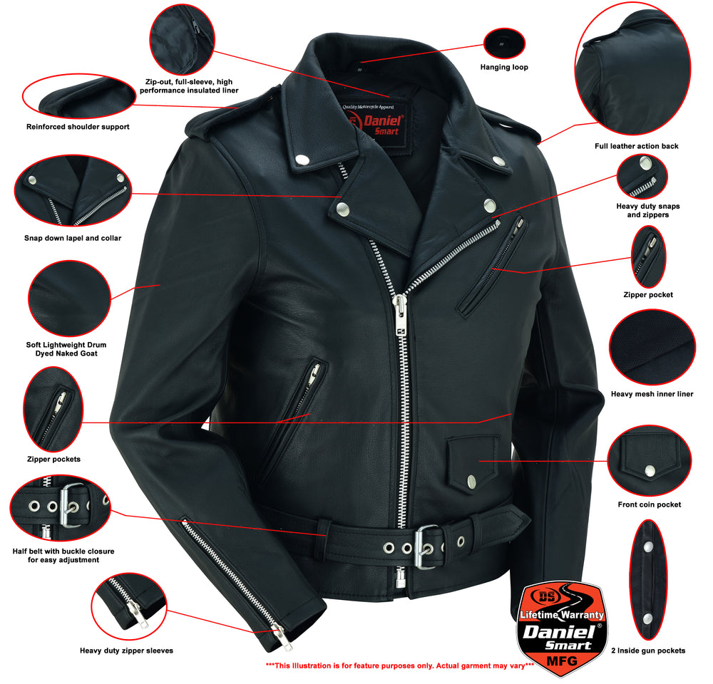 DS850 Women's Classic Plain Side Fitted M/C Style Jacket  Thunderbird Speed Shop