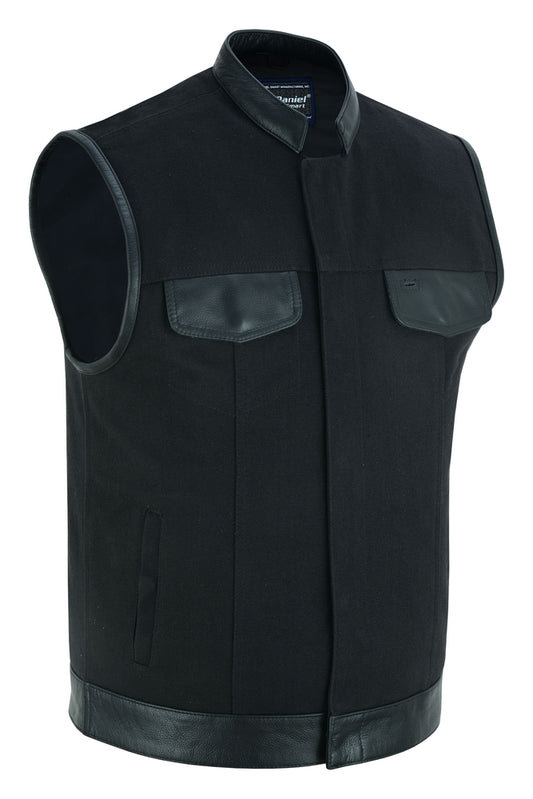 DS685 Canvas Material Single Back Panel Concealment Vest W/Leather Tr  Thunderbird Speed Shop