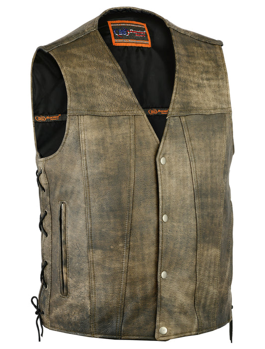 DS107 Men's Antique Brown Single Back Panel Concealed Carry Vest  Thunderbird Speed Shop