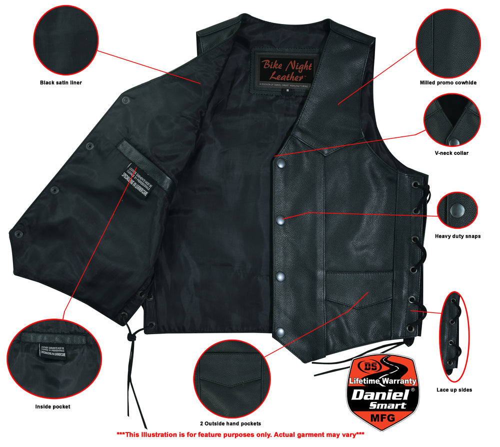 DS1726 Kids Traditional Style Side Lace Vest  Thunderbird Speed Shop