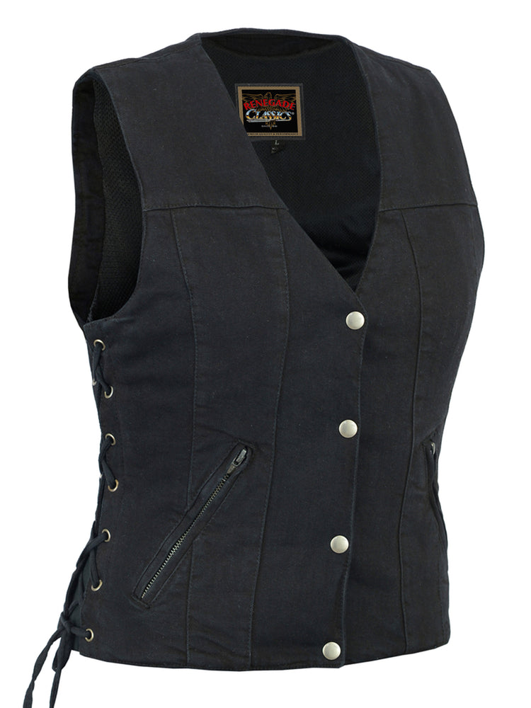 RC906BK Women's Single Back Panel Concealed Carry Denim Vest  Thunderbird Speed Shop