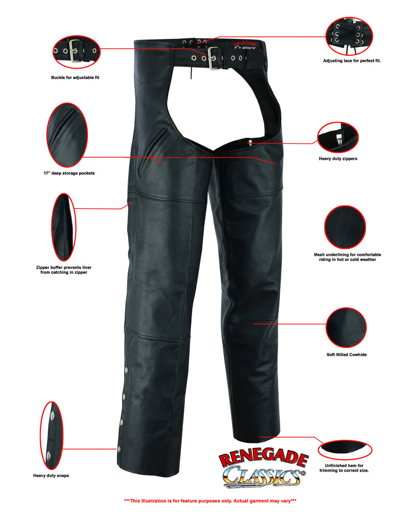 RC410 Dual Deep Pocket Unisex Chaps  Thunderbird Speed Shop