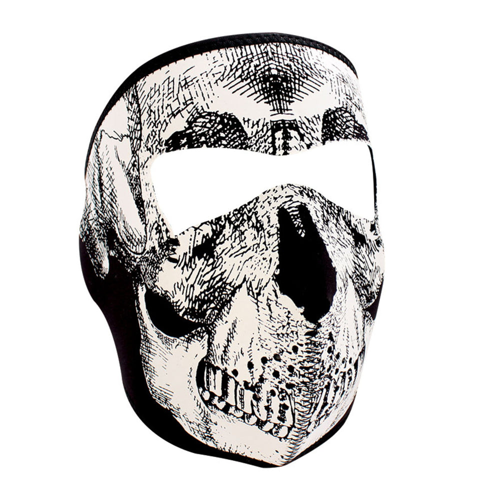 WNFM002G ZAN® Full Mask- Neoprene- Black and White Skull- Glow  Thunderbird Speed Shop