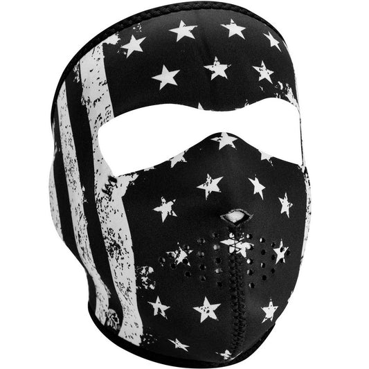 WNFM091 ZAN® Full Mask- Neoprene- Black and White Vintage Flag  Thunderbird Speed Shop