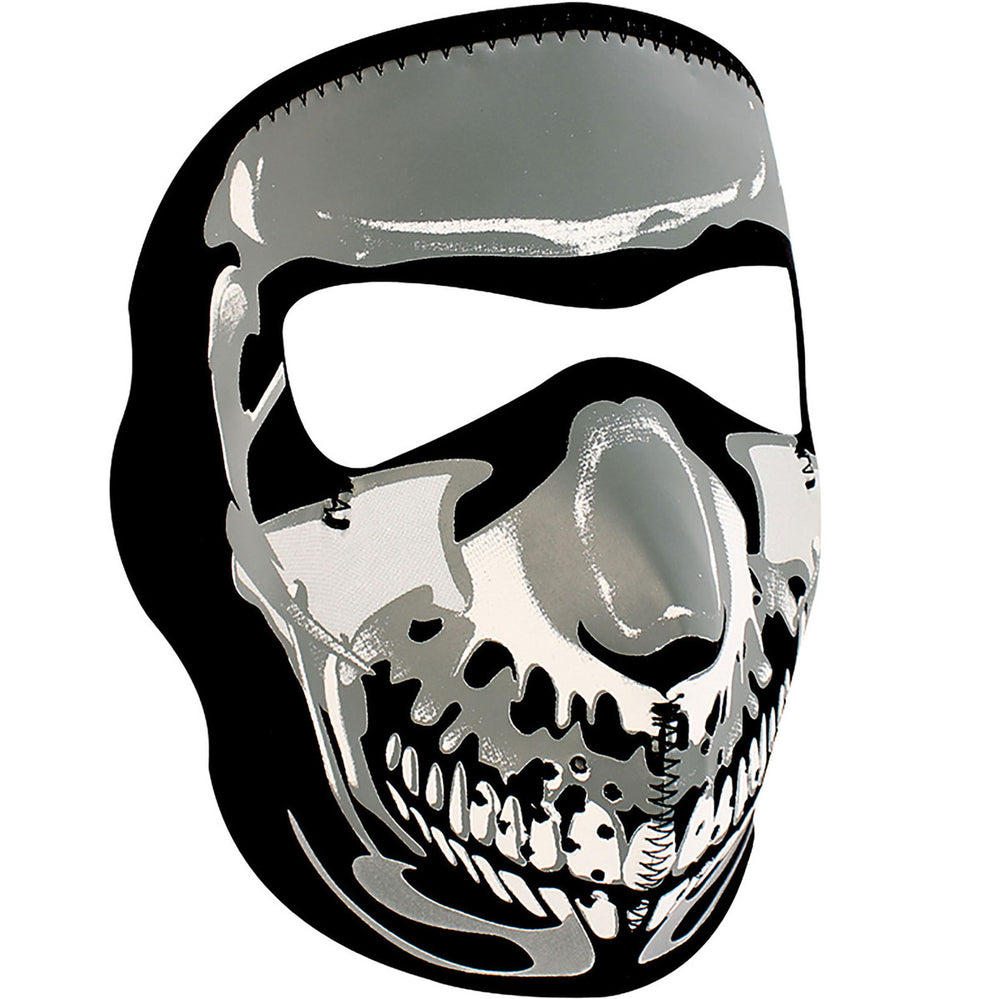 WNFM023 ZAN® Full Mask- Neoprene- Chrome Skull  Thunderbird Speed Shop