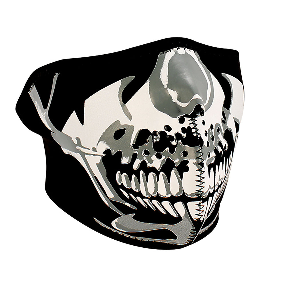 WNFM023H ZAN® Half Mask- Neoprene- Chrome Skull  Thunderbird Speed Shop