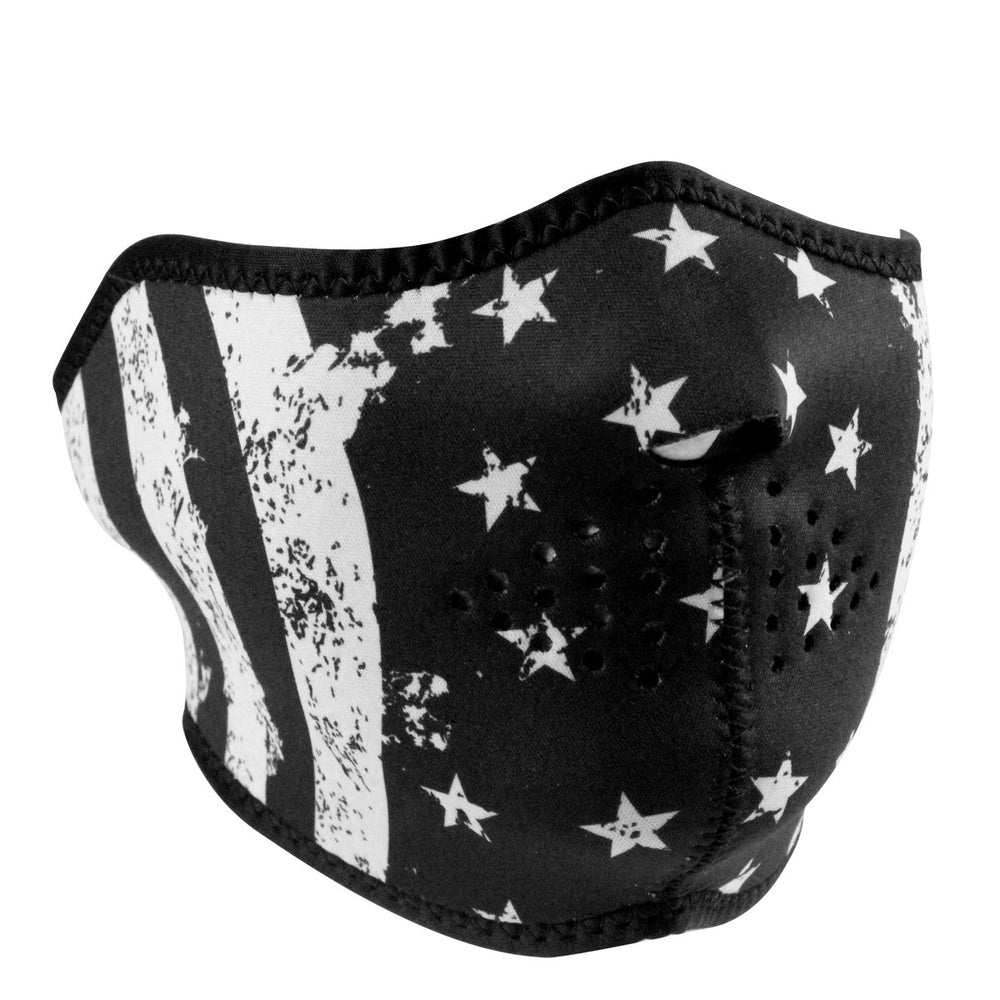 WNFM091H ZAN® Half Mask- Neoprene- Black and White Flag  Thunderbird Speed Shop