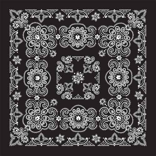 BD2508 Bandana Texas Paisley Black [27" x27"]  Thunderbird Speed Shop