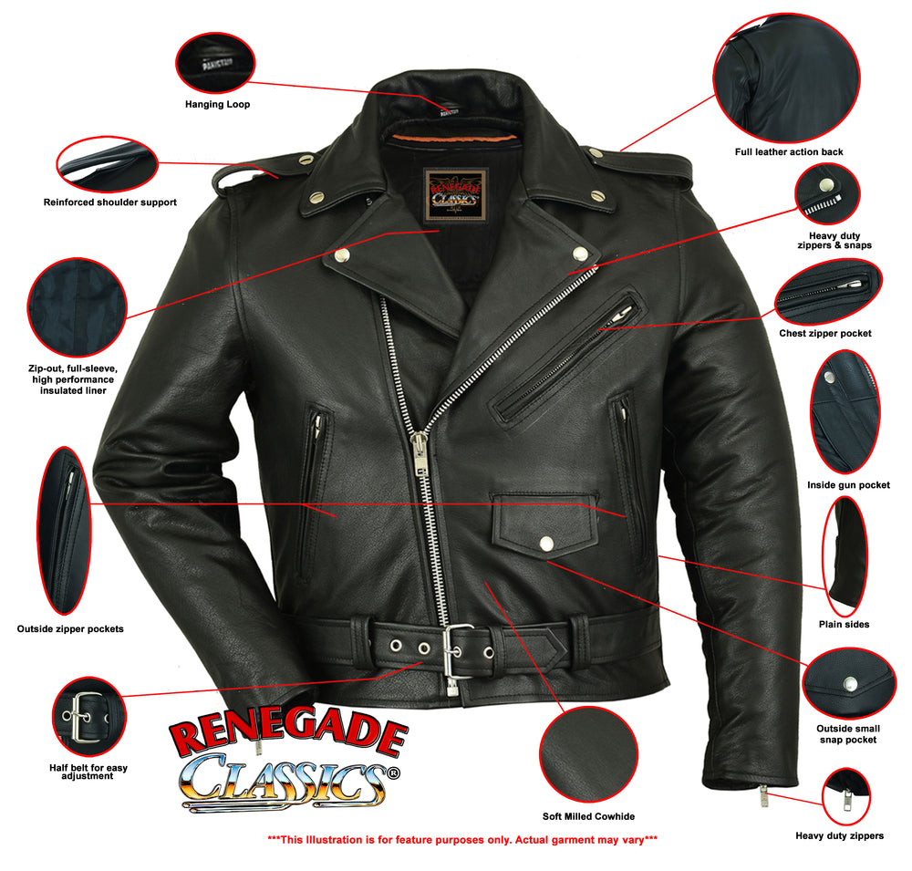 RC730 Men's Classic Plain Side Police Style Jacket  Thunderbird Speed Shop