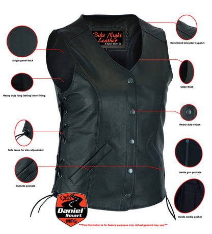 DS206 Women's Stylish Longer Body &frac34; Vest - Side Laces  Thunderbird Speed Shop